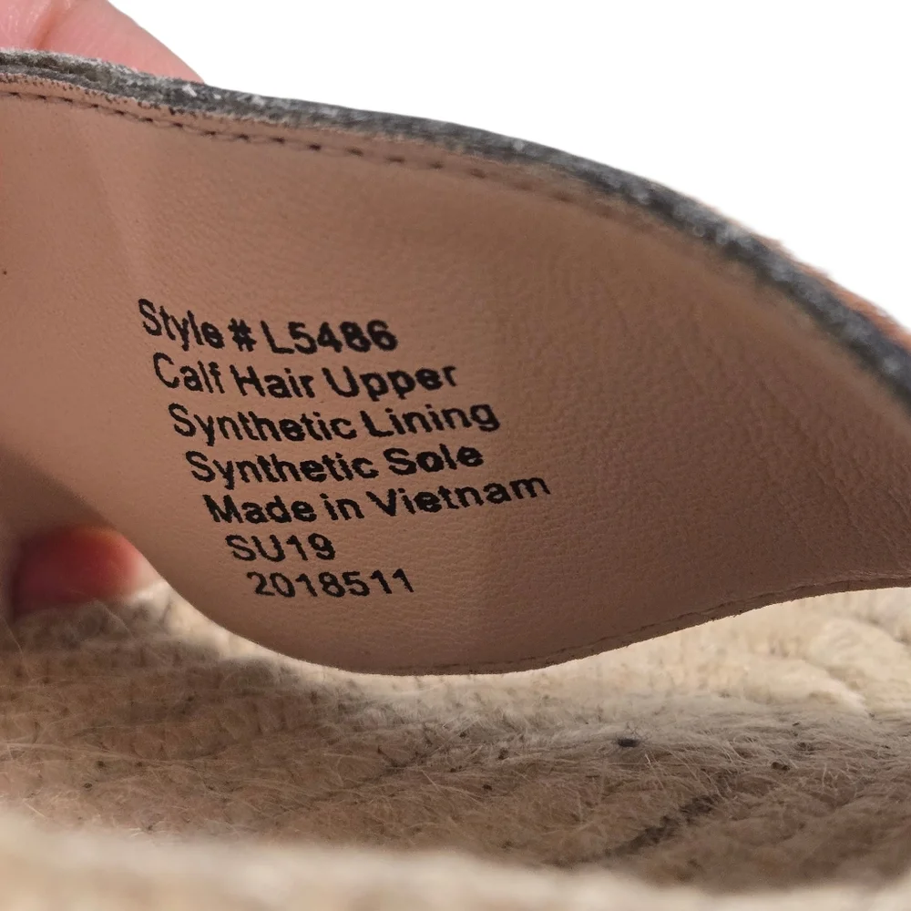 J Crew Espadrille Wedge Sandals Brown Tan Leopard Calf Hair Platform 10